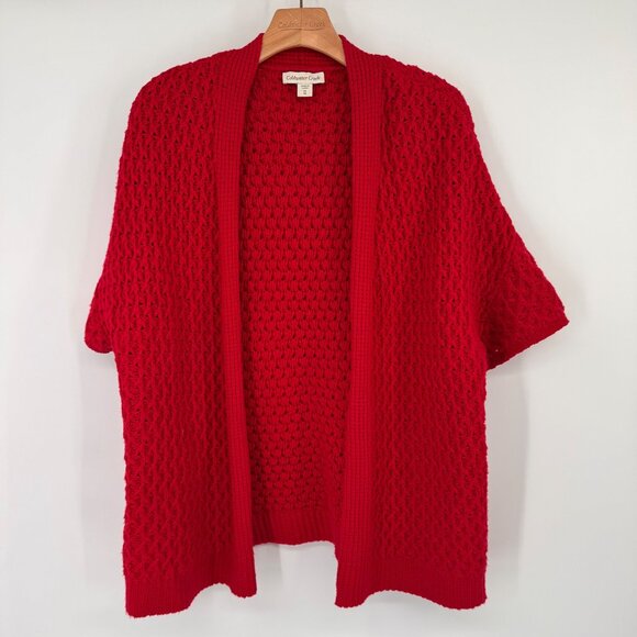 Coldwater Creek Womens Open textured Cardigan Sweater Red size 1X Wool Cotton - Picture 4 of 12